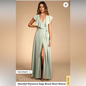 Lulu’s Sage Brush Short Sleeve Maxi Wrap Dress